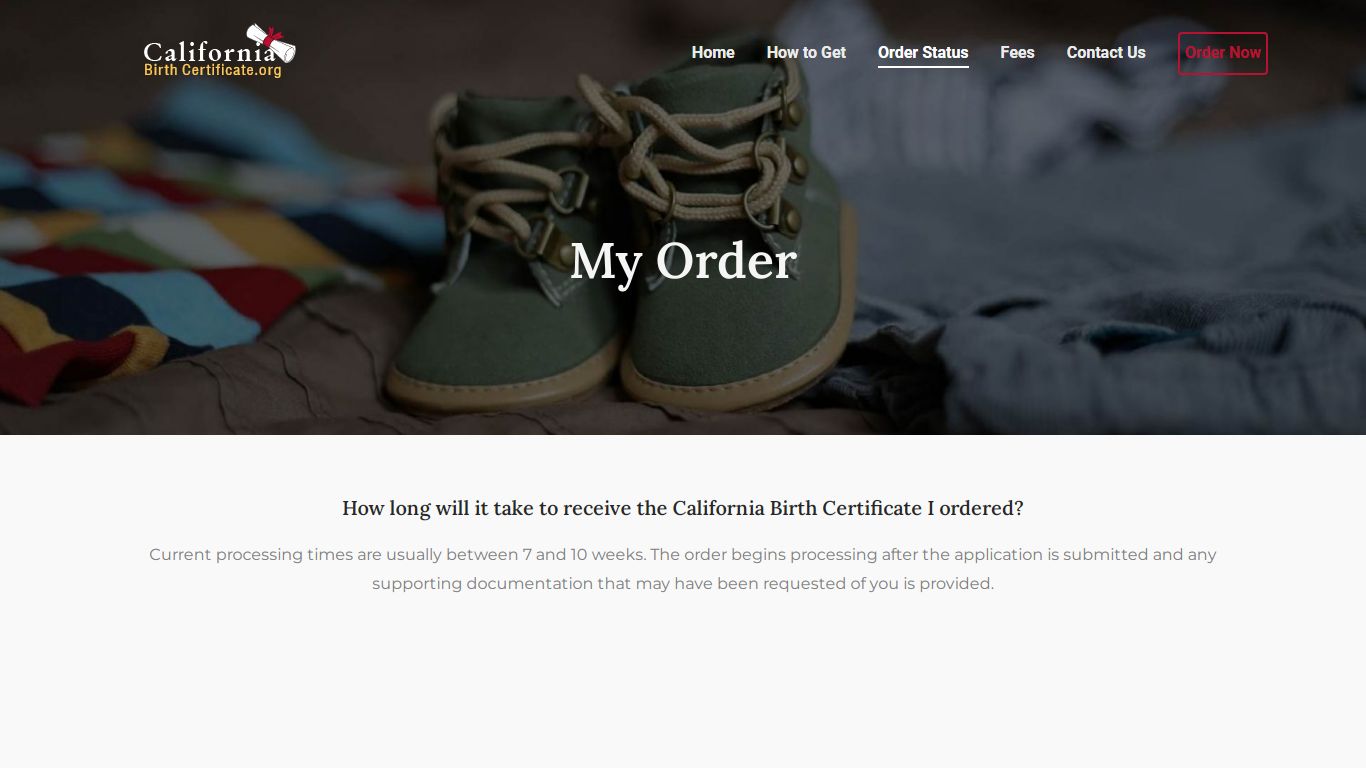 My Order - California Birth Certificate