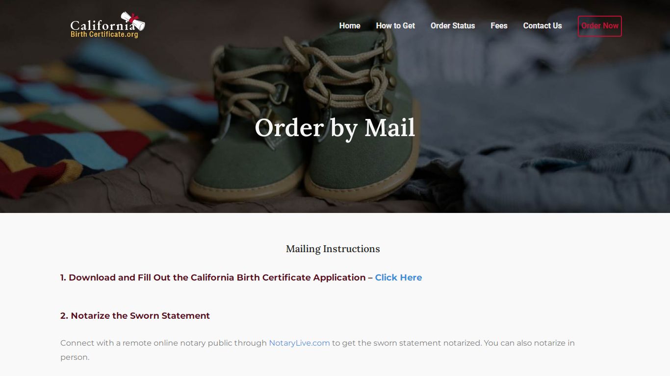 Order by Mail - California Birth Certificate